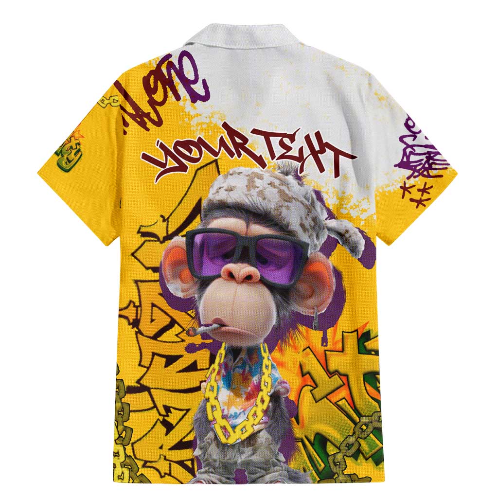 Graffiti Monkey Family Matching Mermaid Dress and Hawaiian Shirt with Hip Hop Sunglasses and Gold Chain Design - Wonder Print Shop
