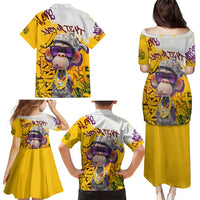 Graffiti Monkey Family Matching Puletasi and Hawaiian Shirt with Hip Hop Sunglasses and Gold Chain Design - Wonder Print Shop