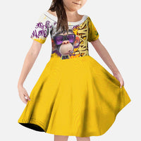 Graffiti Monkey Family Matching Short Sleeve Bodycon Dress and Hawaiian Shirt with Hip Hop Sunglasses and Gold Chain Design - Wonder Print Shop