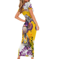 Graffiti Monkey Family Matching Short Sleeve Bodycon Dress and Hawaiian Shirt with Hip Hop Sunglasses and Gold Chain Design - Wonder Print Shop