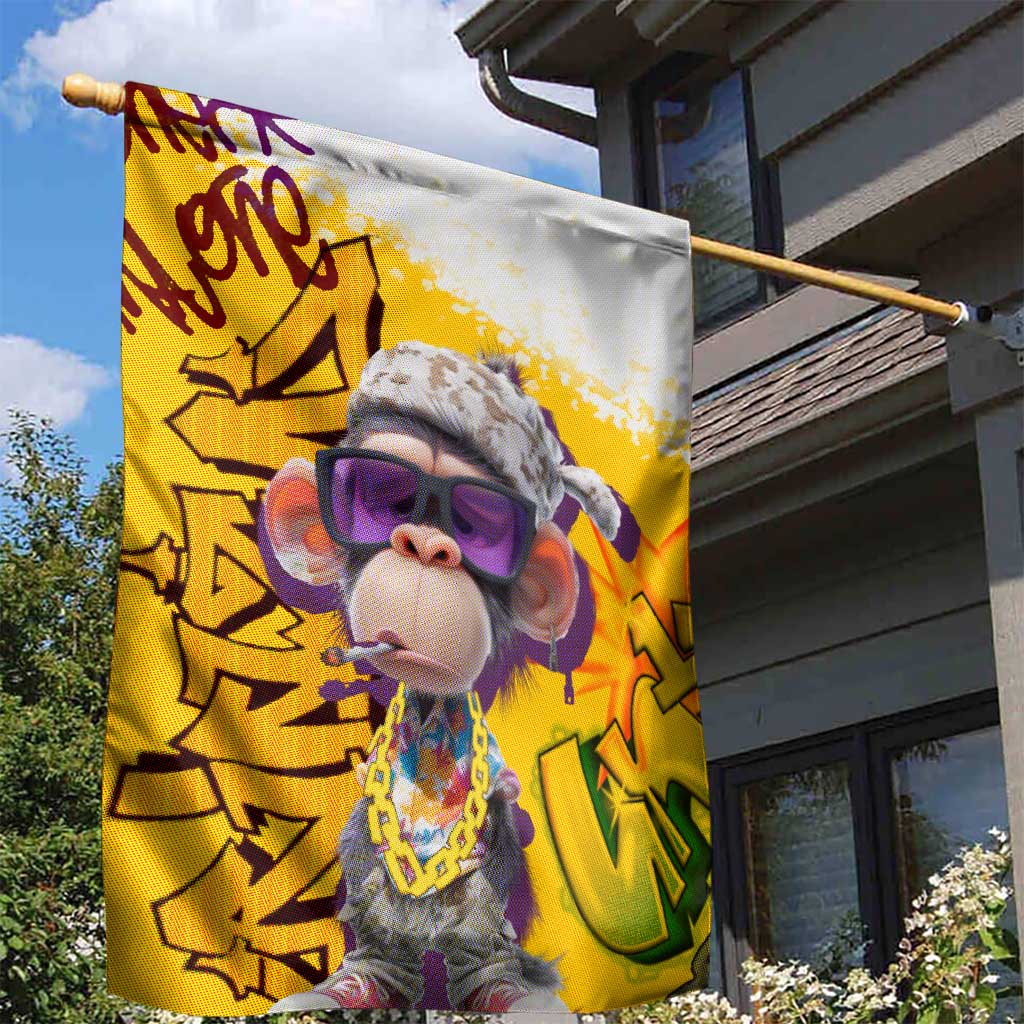 Graffiti Monkey Garden Flag with Hip Hop Sunglasses and Gold Chain Design - Wonder Print Shop