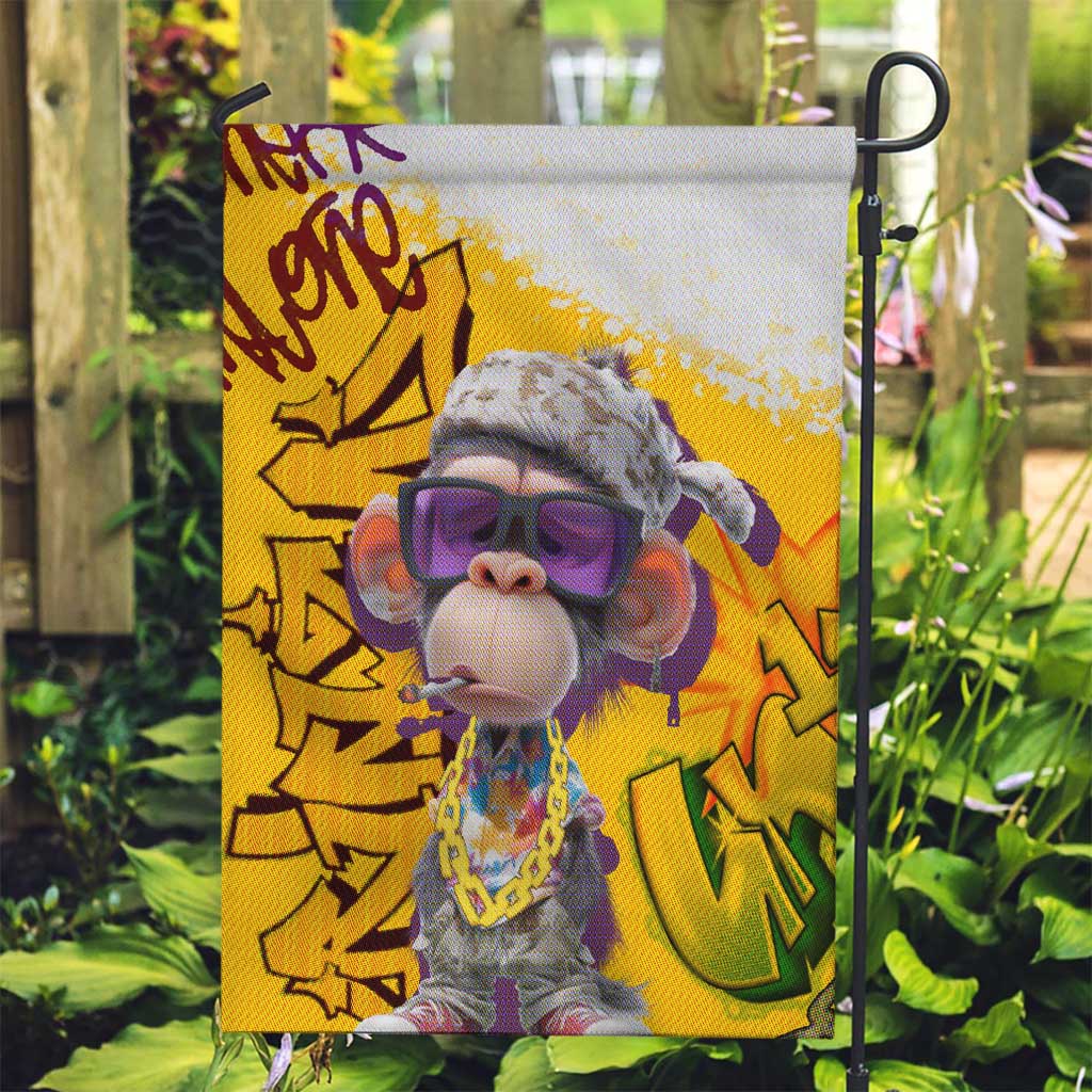 Graffiti Monkey Garden Flag with Hip Hop Sunglasses and Gold Chain Design - Wonder Print Shop