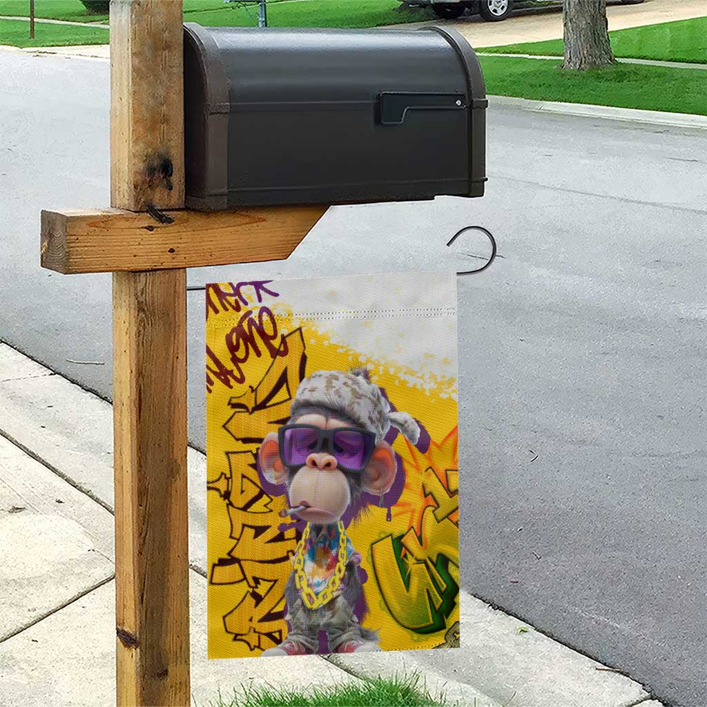Graffiti Monkey Garden Flag with Hip Hop Sunglasses and Gold Chain Design - Wonder Print Shop
