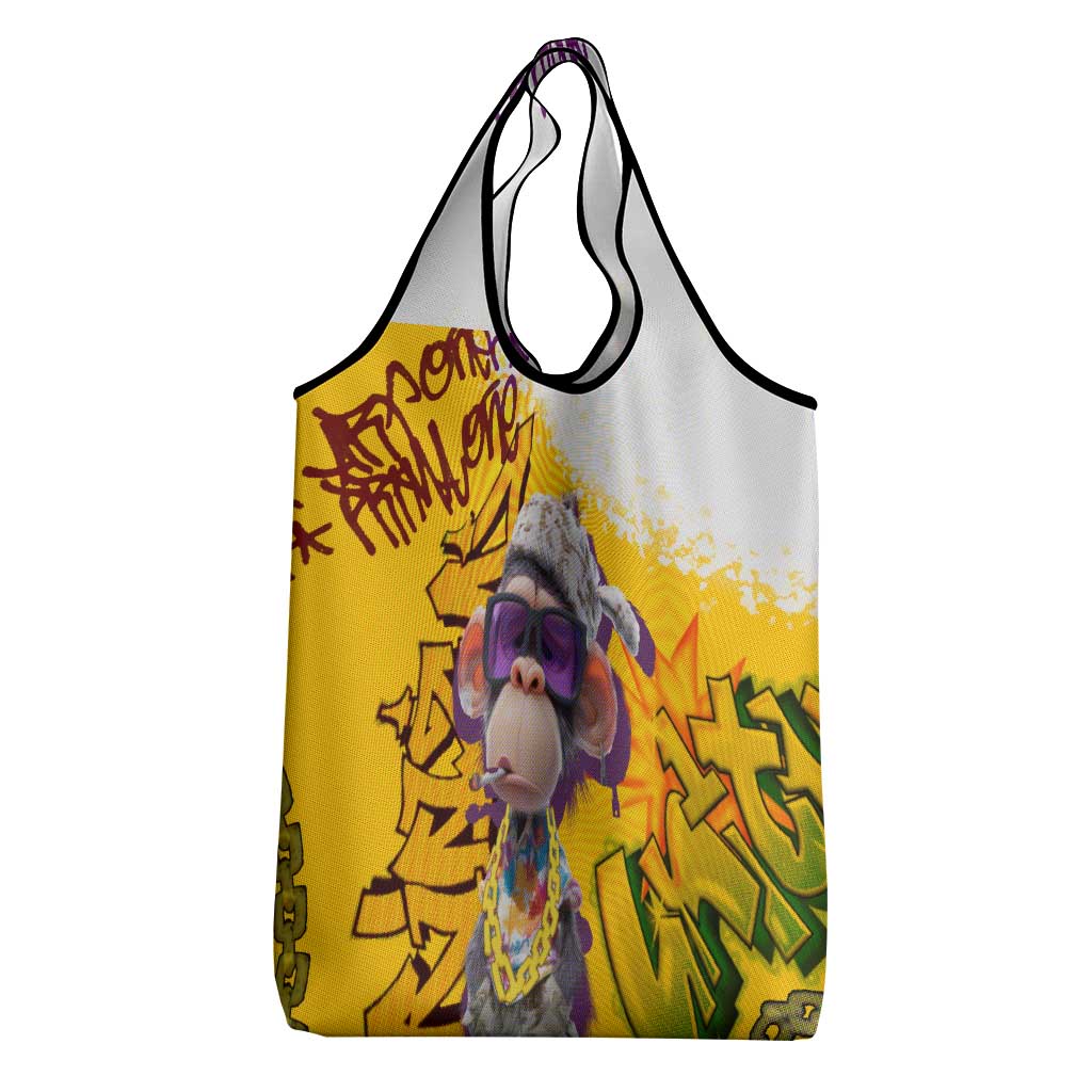 Graffiti Monkey Grocery Bag with Hip Hop Sunglasses and Gold Chain Design - Wonder Print Shop