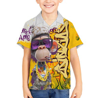 Graffiti Monkey Hawaiian Shirt with Hip Hop Sunglasses and Gold Chain Design - Wonder Print Shop