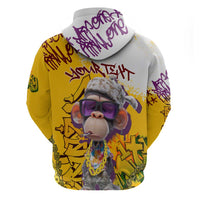 Graffiti Monkey Hoodie with Hip Hop Sunglasses and Gold Chain Design - Wonder Print Shop