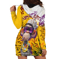 Graffiti Monkey Hoodie Dress with Hip Hop Sunglasses and Gold Chain Design - Wonder Print Shop