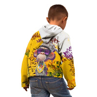 Graffiti Monkey Kid Hoodie with Hip Hop Sunglasses and Gold Chain Design - Wonder Print Shop