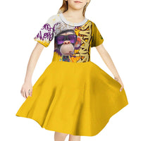 Graffiti Monkey Kid Short Sleeve Dress with Hip Hop Sunglasses and Gold Chain Design - Wonder Print Shop
