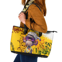 Graffiti Monkey Leather Tote Bag with Hip Hop Sunglasses and Gold Chain Design - Wonder Print Shop