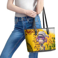 Graffiti Monkey Leather Tote Bag with Hip Hop Sunglasses and Gold Chain Design - Wonder Print Shop