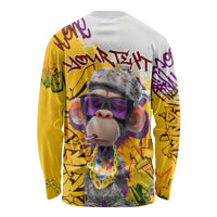 Graffiti Monkey Long Sleeve Shirt with Hip Hop Sunglasses and Gold Chain Design - Wonder Print Shop