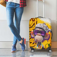 Graffiti Monkey Luggage Cover with Hip Hop Sunglasses and Gold Chain Design - Wonder Print Shop