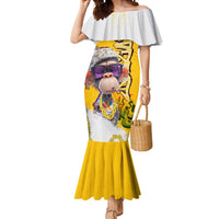 Graffiti Monkey Mermaid Dress with Hip Hop Sunglasses and Gold Chain Design - Wonder Print Shop