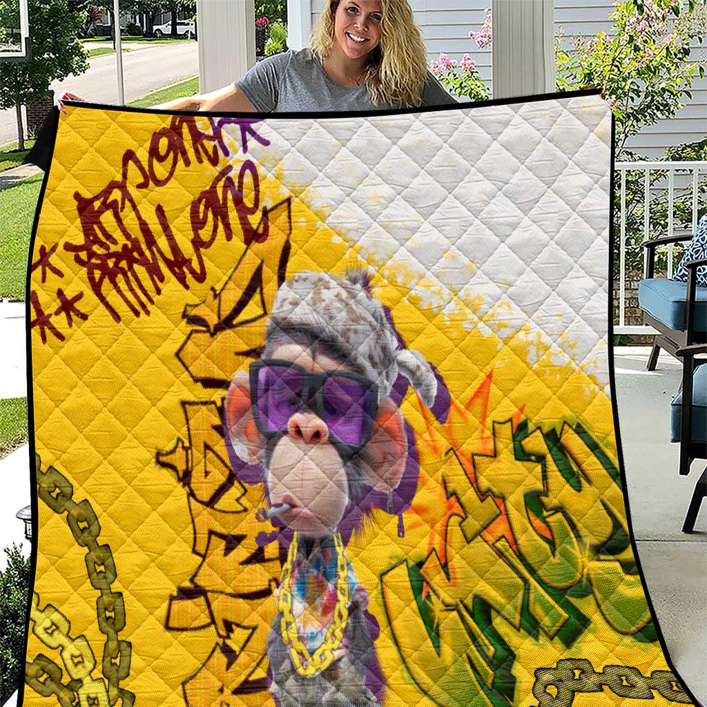Graffiti Monkey Quilt with Hip Hop Sunglasses and Gold Chain Design - Wonder Print Shop