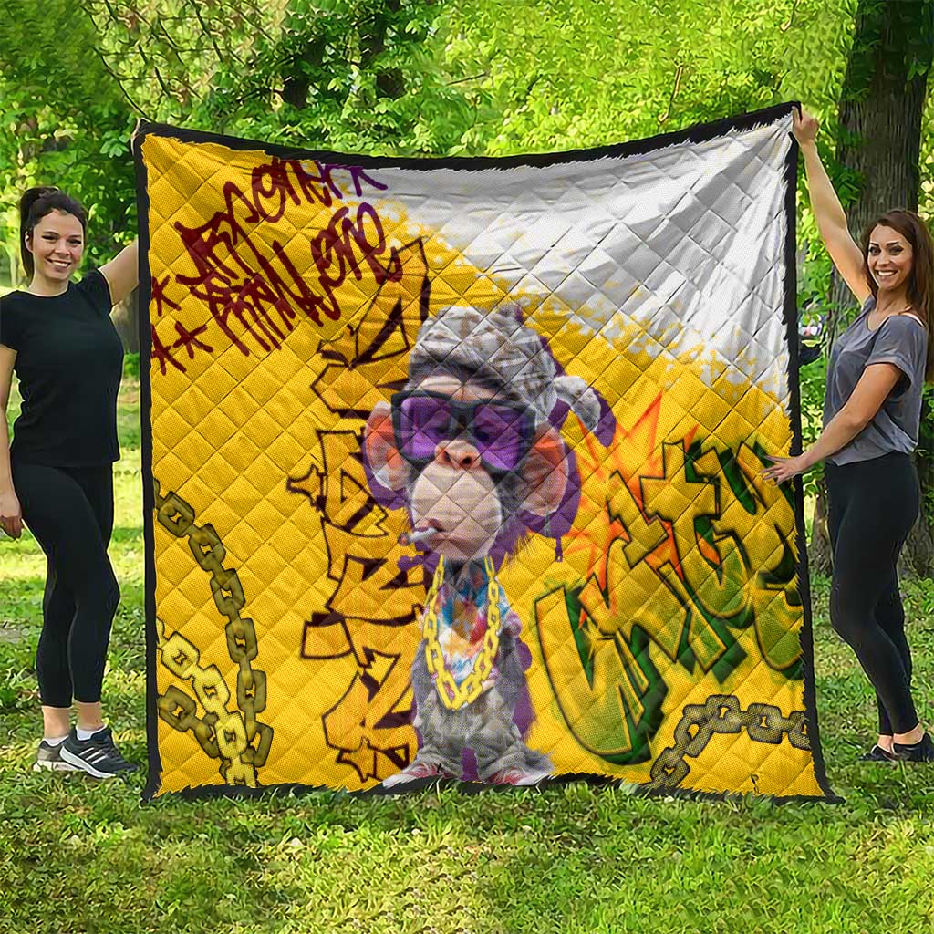 Graffiti Monkey Quilt with Hip Hop Sunglasses and Gold Chain Design - Wonder Print Shop