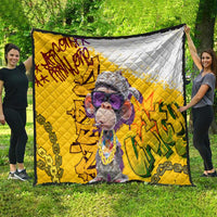 Graffiti Monkey Quilt with Hip Hop Sunglasses and Gold Chain Design - Wonder Print Shop