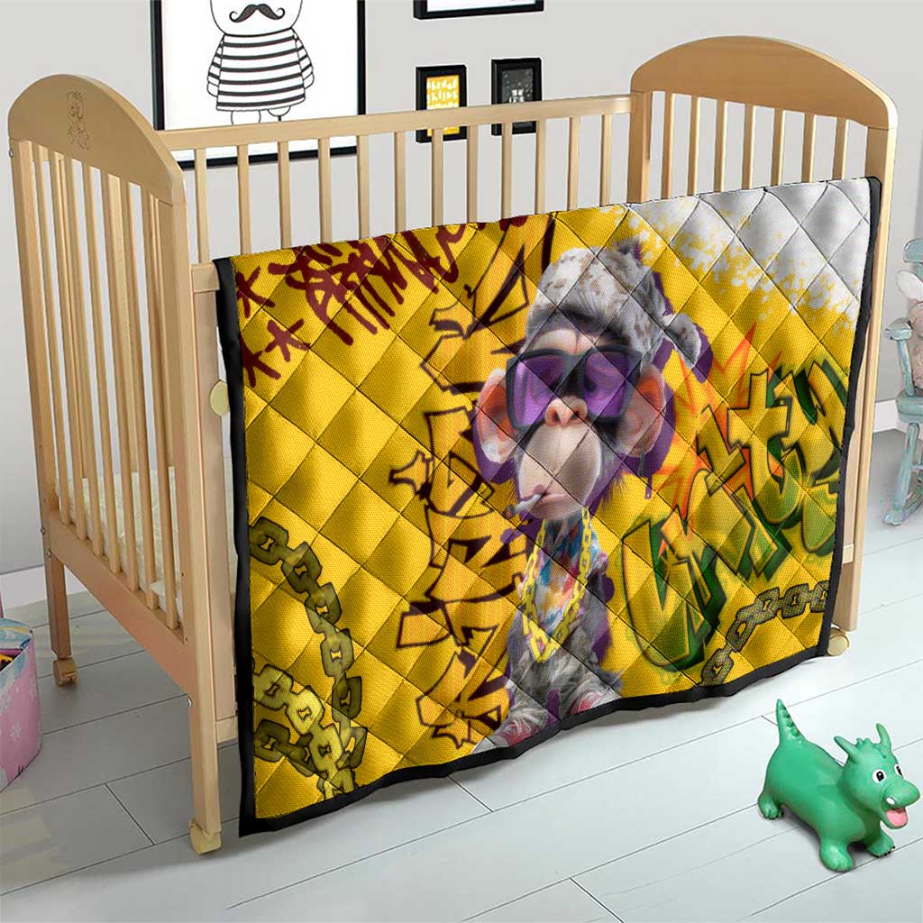 Graffiti Monkey Quilt with Hip Hop Sunglasses and Gold Chain Design - Wonder Print Shop