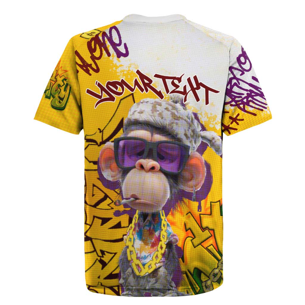 Graffiti Monkey Rugby Jersey with Hip Hop Sunglasses and Gold Chain Design - Wonder Print Shop