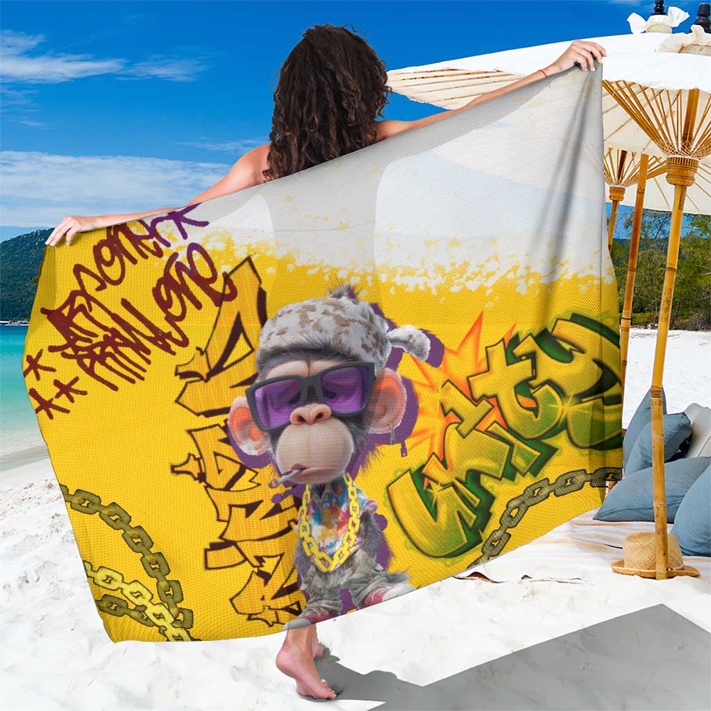 Graffiti Monkey Sarong with Hip Hop Sunglasses and Gold Chain Design - Wonder Print Shop