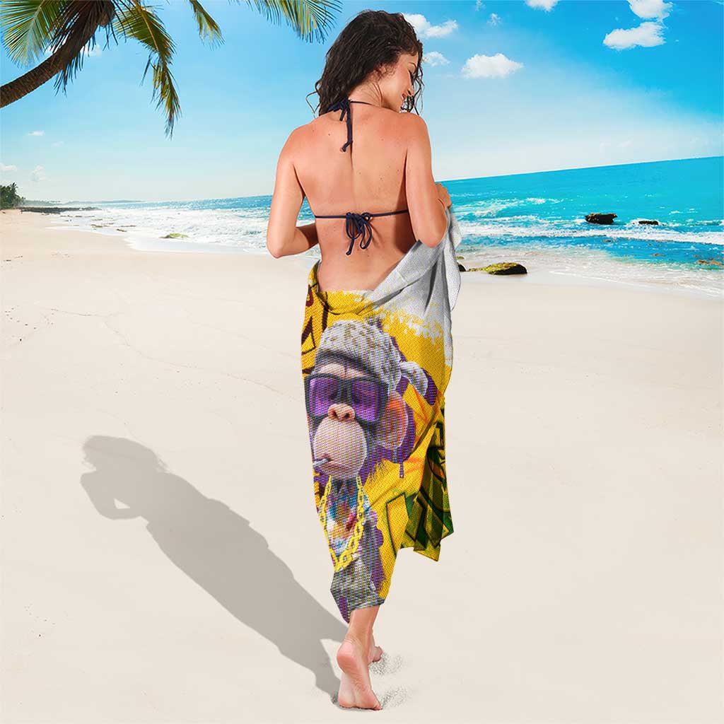 Graffiti Monkey Sarong with Hip Hop Sunglasses and Gold Chain Design - Wonder Print Shop