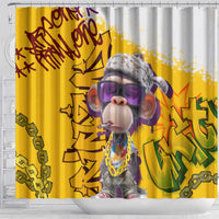Graffiti Monkey Shower Curtain with Hip Hop Sunglasses and Gold Chain Design - Wonder Print Shop
