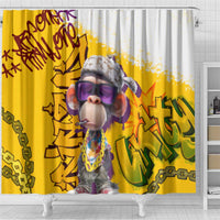 Graffiti Monkey Shower Curtain with Hip Hop Sunglasses and Gold Chain Design - Wonder Print Shop