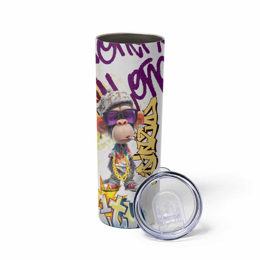 Graffiti Monkey Skinny Tumbler with Hip Hop Sunglasses and Gold Chain Design - Wonder Print Shop