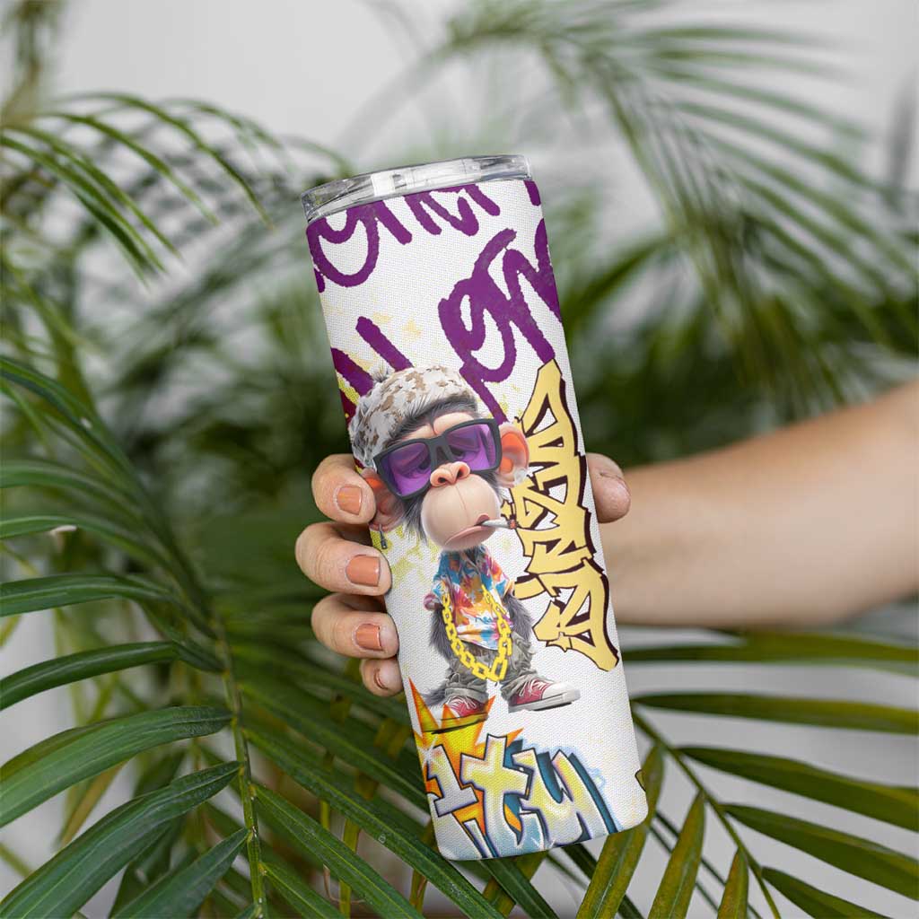 Graffiti Monkey Skinny Tumbler with Hip Hop Sunglasses and Gold Chain Design - Wonder Print Shop