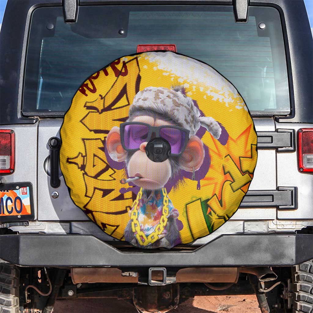 Graffiti Monkey Spare Tire Cover with Hip Hop Sunglasses and Gold Chain Design - Wonder Print Shop