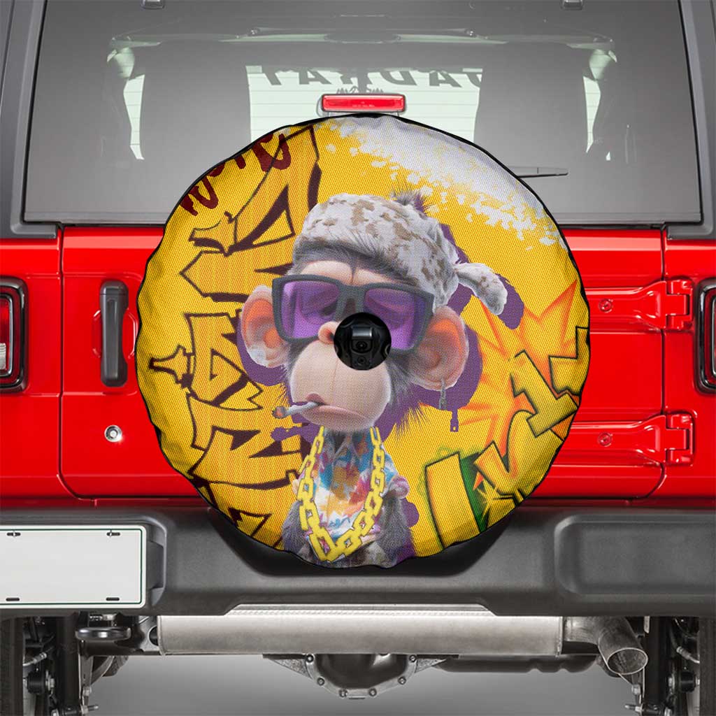 Graffiti Monkey Spare Tire Cover with Hip Hop Sunglasses and Gold Chain Design - Wonder Print Shop
