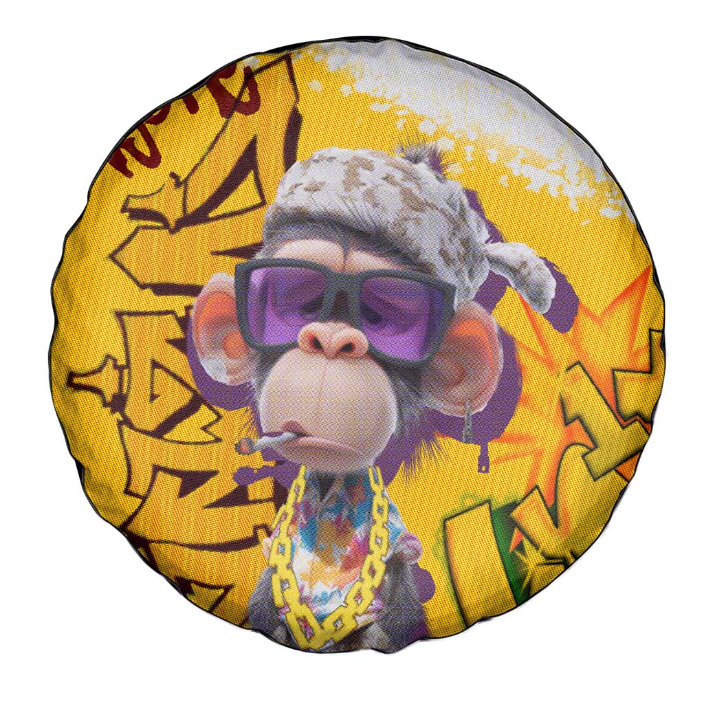 Graffiti Monkey Spare Tire Cover with Hip Hop Sunglasses and Gold Chain Design - Wonder Print Shop