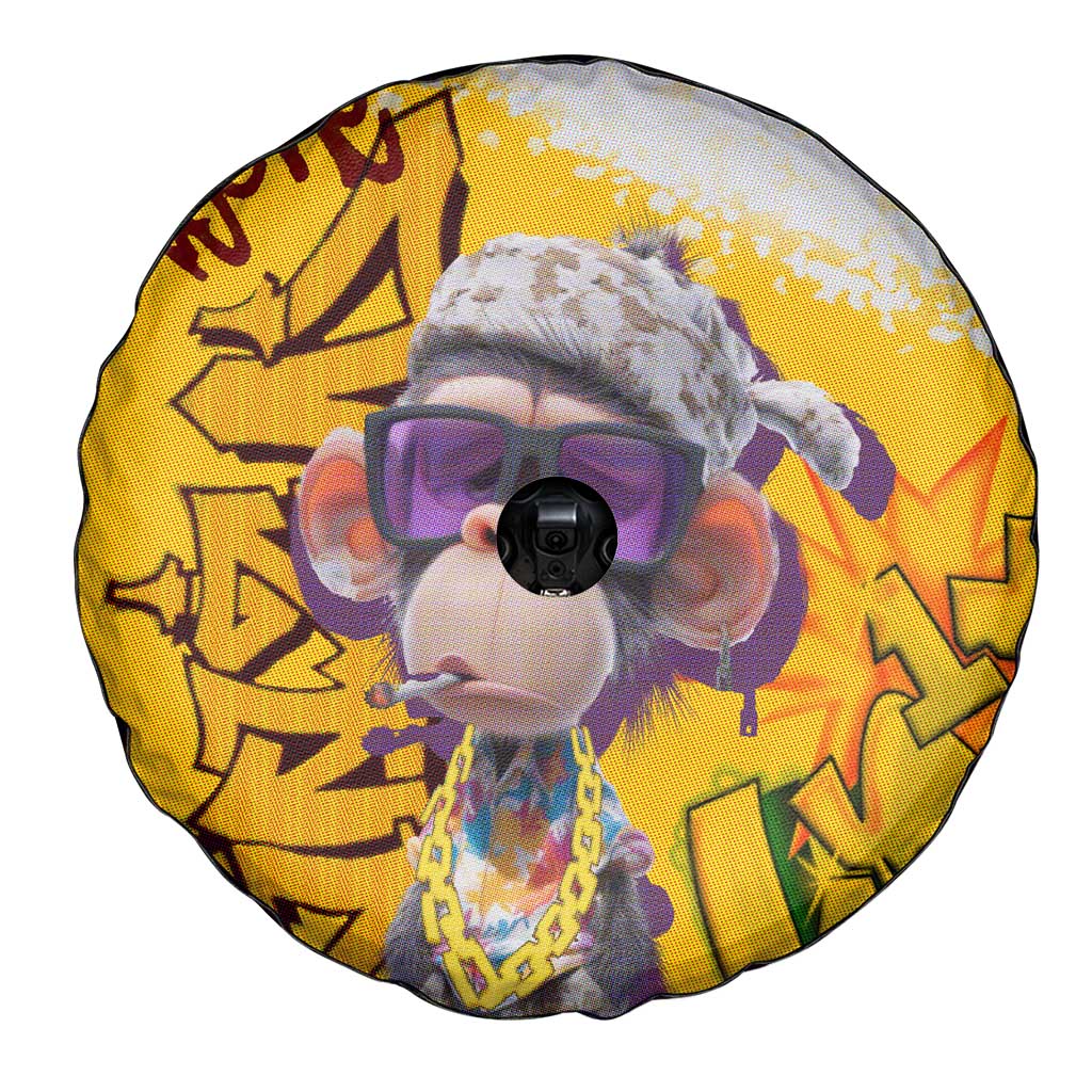 Graffiti Monkey Spare Tire Cover with Hip Hop Sunglasses and Gold Chain Design - Wonder Print Shop
