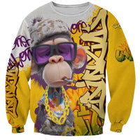 Graffiti Monkey Sweatshirt with Hip Hop Sunglasses and Gold Chain Design - Wonder Print Shop