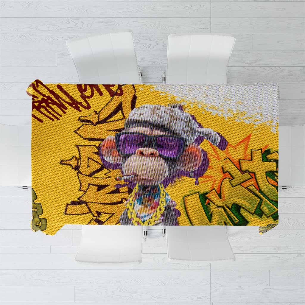 Graffiti Monkey Tablecloth with Hip Hop Sunglasses and Gold Chain Design - Wonder Print Shop