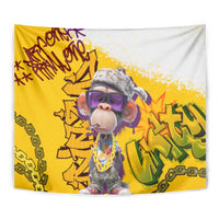 Graffiti Monkey Tapestry with Hip Hop Sunglasses and Gold Chain Design - Wonder Print Shop
