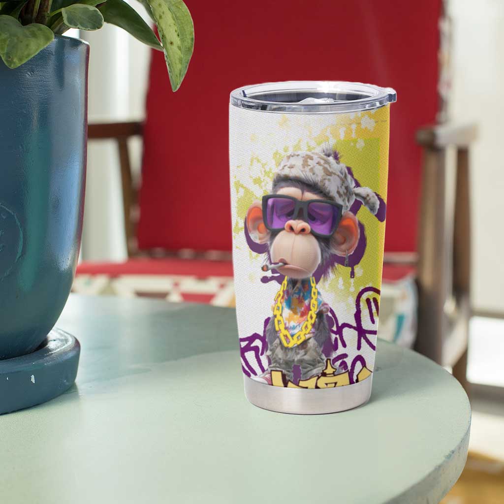 Graffiti Monkey Tumbler Cup with Hip Hop Sunglasses and Gold Chain Design - Wonder Print Shop