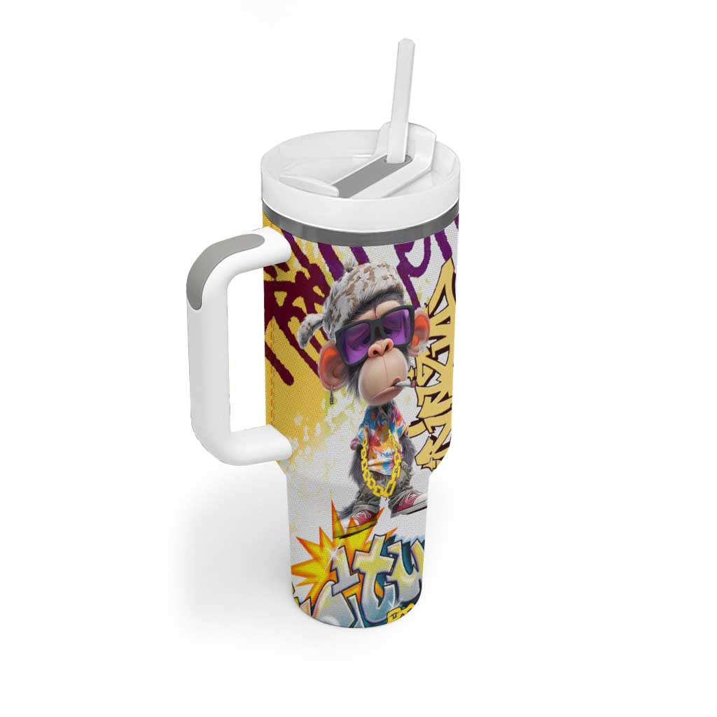 Graffiti Monkey Tumbler With Handle with Hip Hop Sunglasses and Gold Chain Design - Wonder Print Shop