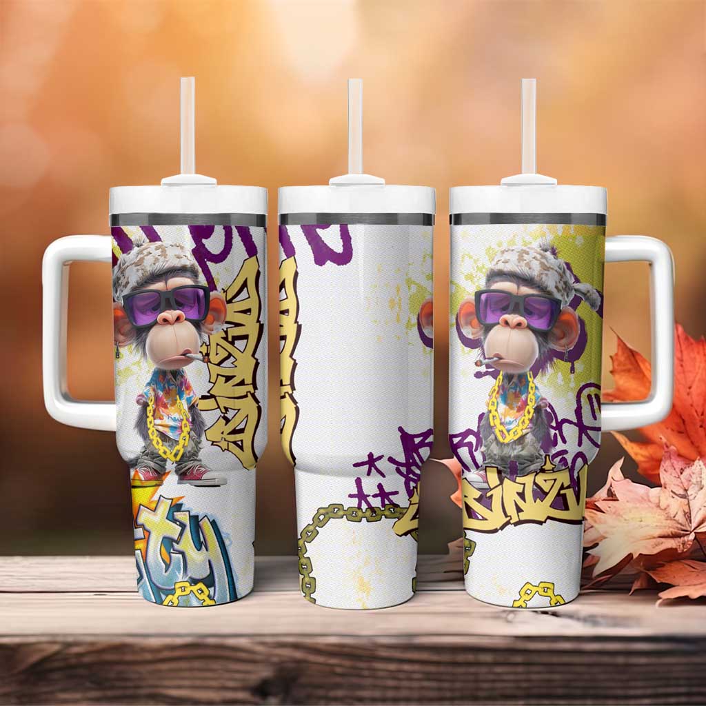 Graffiti Monkey Tumbler With Handle with Hip Hop Sunglasses and Gold Chain Design - Wonder Print Shop