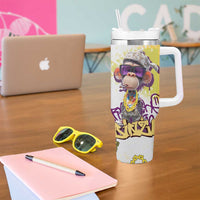 Graffiti Monkey Tumbler With Handle with Hip Hop Sunglasses and Gold Chain Design - Wonder Print Shop