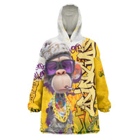 Graffiti Monkey Wearable Blanket Hoodie with Hip Hop Sunglasses and Gold Chain Design - Wonder Print Shop