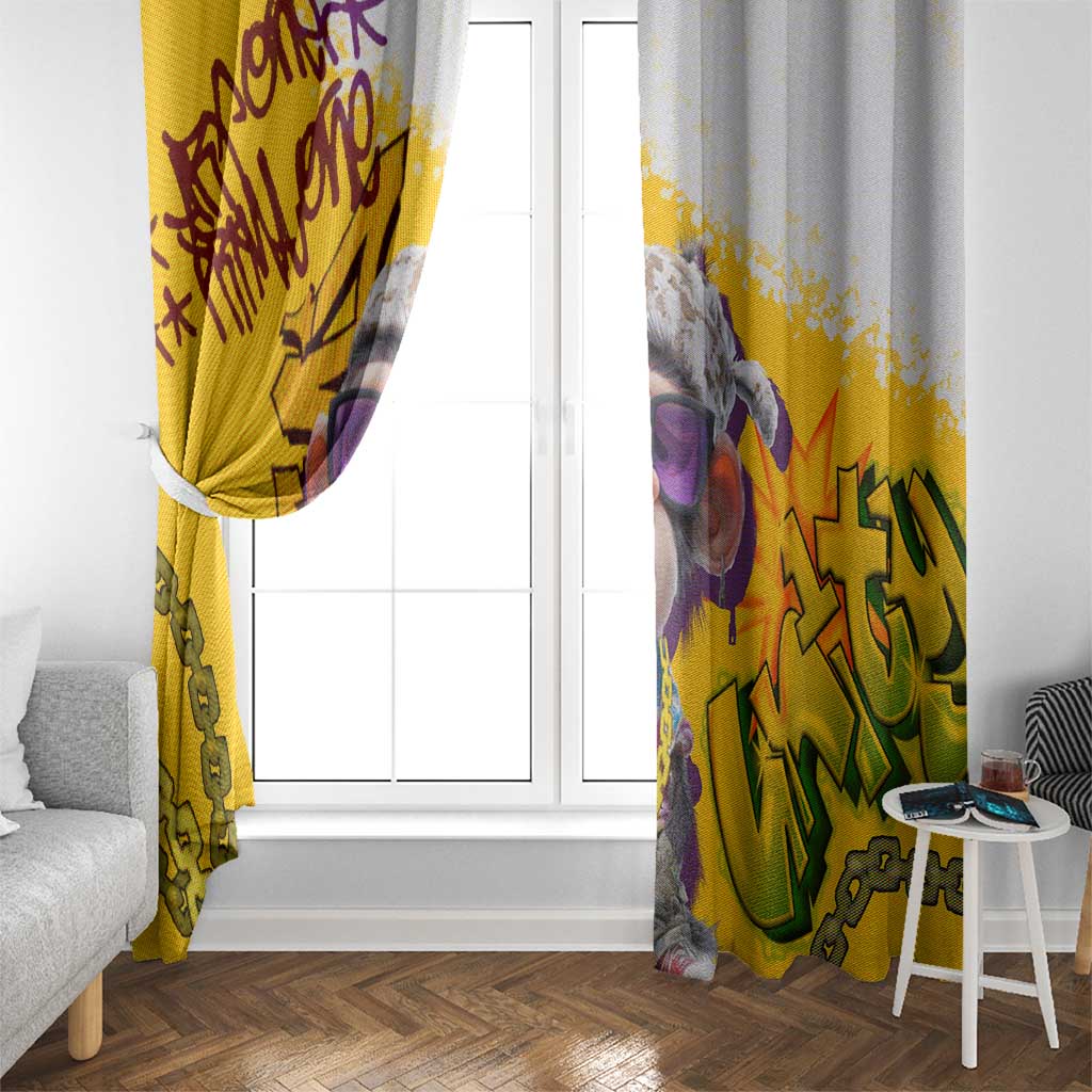 Graffiti Monkey Window Curtain with Hip Hop Sunglasses and Gold Chain Design - Wonder Print Shop