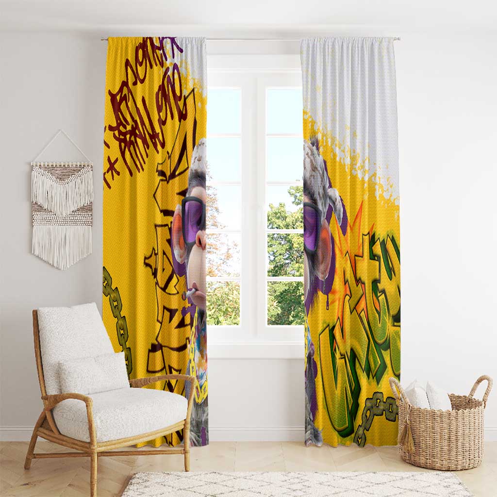 Graffiti Monkey Window Curtain with Hip Hop Sunglasses and Gold Chain Design - Wonder Print Shop