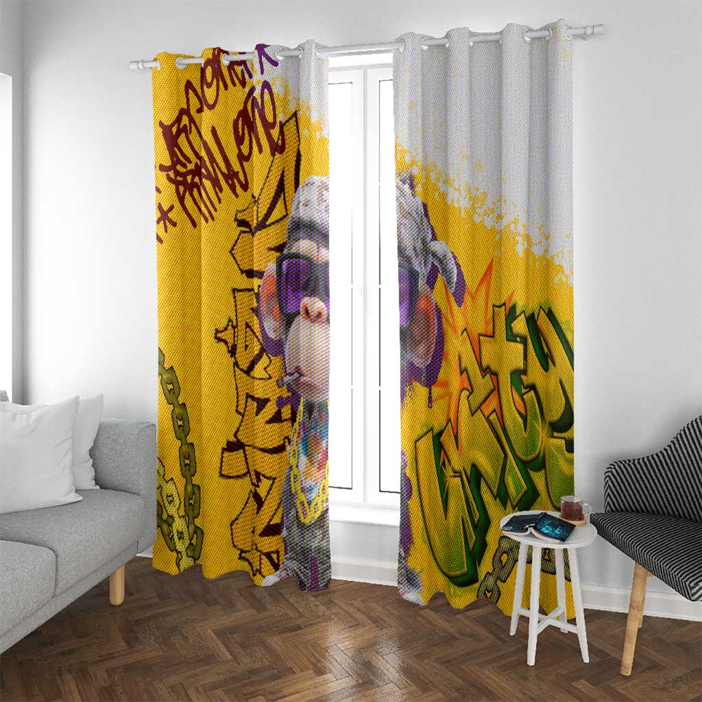 Graffiti Monkey Window Curtain with Hip Hop Sunglasses and Gold Chain Design - Wonder Print Shop