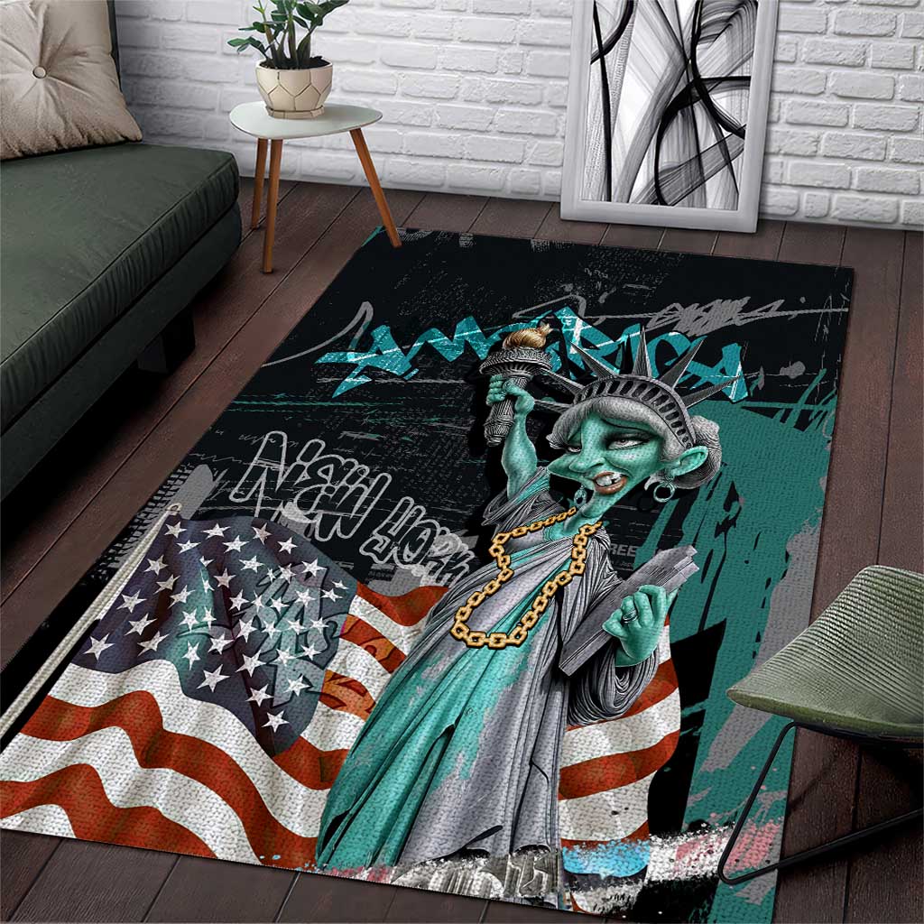 Street Art Liberty Area Rug with Graffiti Print and Cartoon Statue of Liberty - Wonder Print Shop