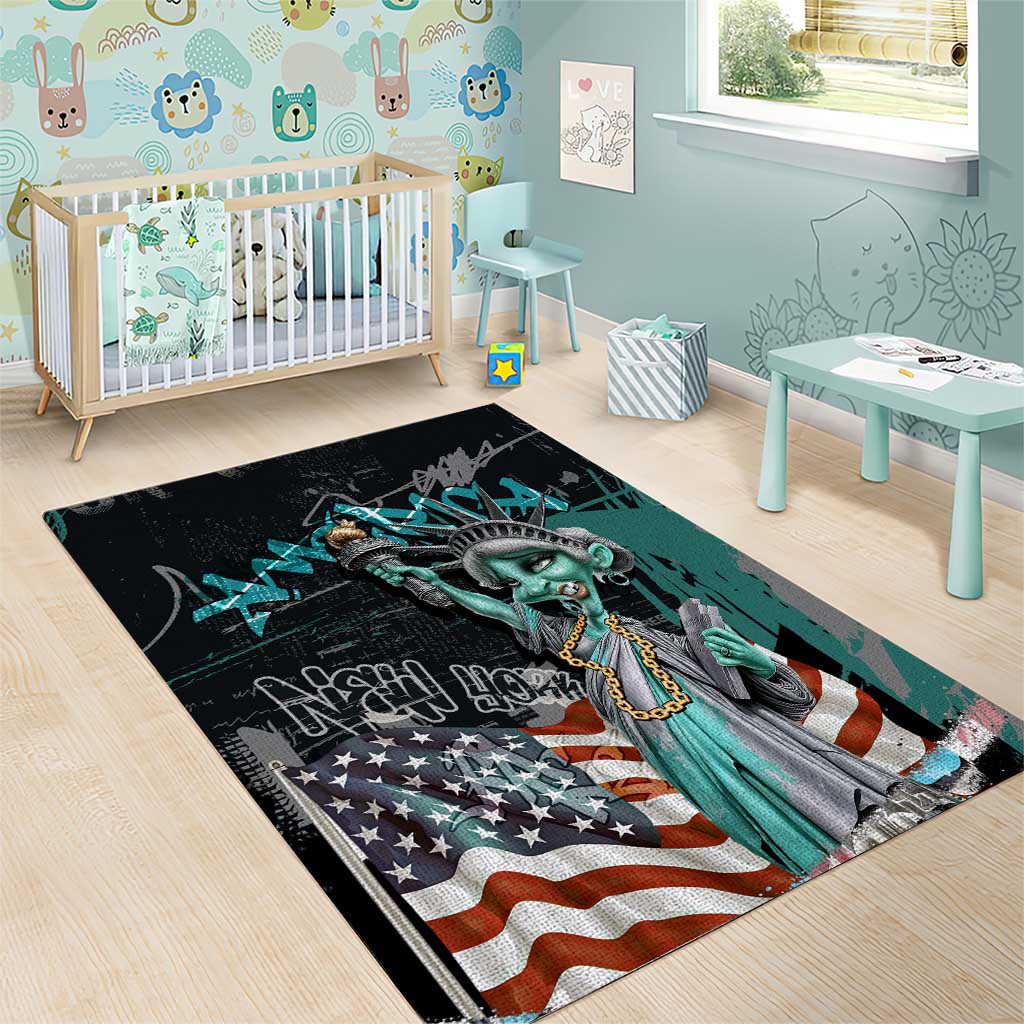 Street Art Liberty Area Rug with Graffiti Print and Cartoon Statue of Liberty - Wonder Print Shop