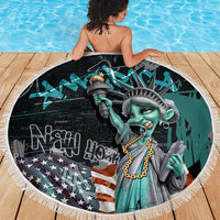 Street Art Liberty Beach Blanket with Graffiti Print and Cartoon Statue of Liberty - Wonder Print Shop