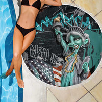Street Art Liberty Beach Blanket with Graffiti Print and Cartoon Statue of Liberty - Wonder Print Shop