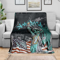 Street Art Liberty Blanket with Graffiti Print and Cartoon Statue of Liberty - Wonder Print Shop