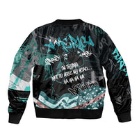Street Art Liberty Bomber Jacket with Graffiti Print and Cartoon Statue of Liberty - Wonder Print Shop